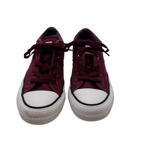 Converse All Star Sneakers Women Size 6 Burgundy Low Top Canvas Gold Logo